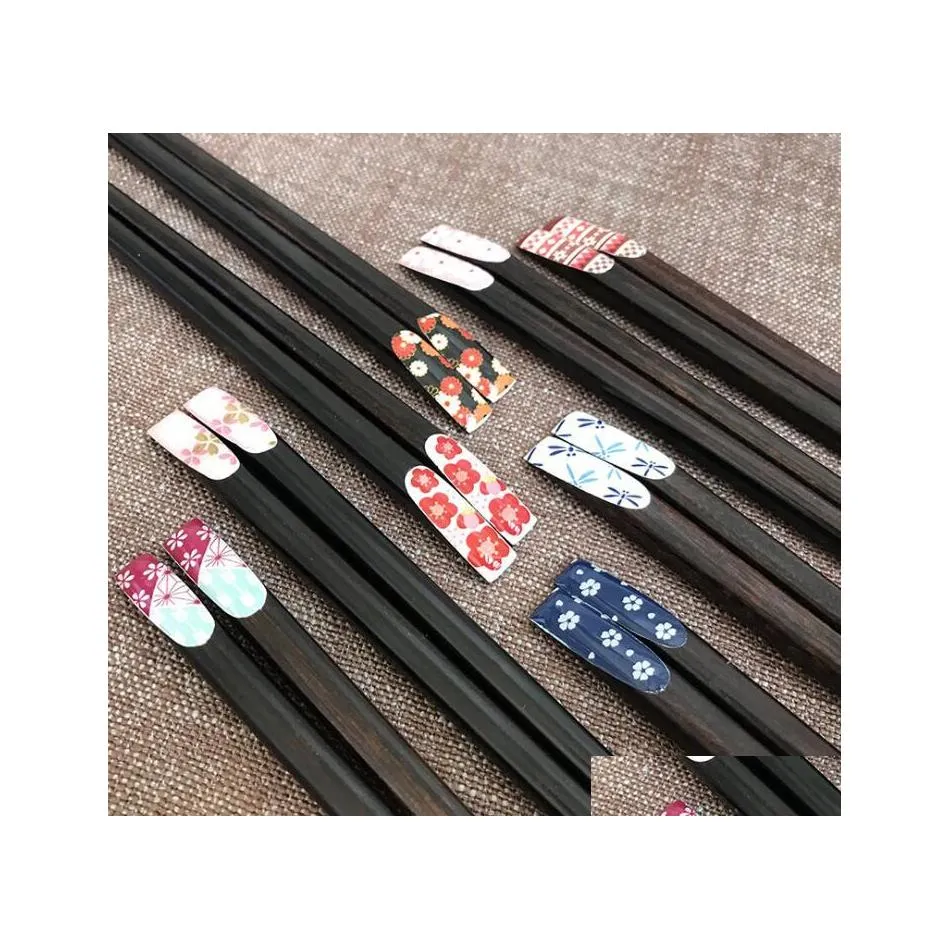 Chopsticks Japanesestyle Natural Wood Cherry Flower Home Restaurant Kids Chop Sticks Sushi Children A Gift to Family Drop Deliver Dhseo