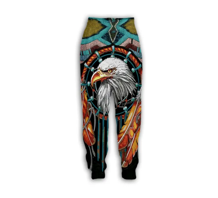 Hip Hop Sportwear Punk Casual Lose Männer Cool Print Native Indian Wolf 3d Hosen 002