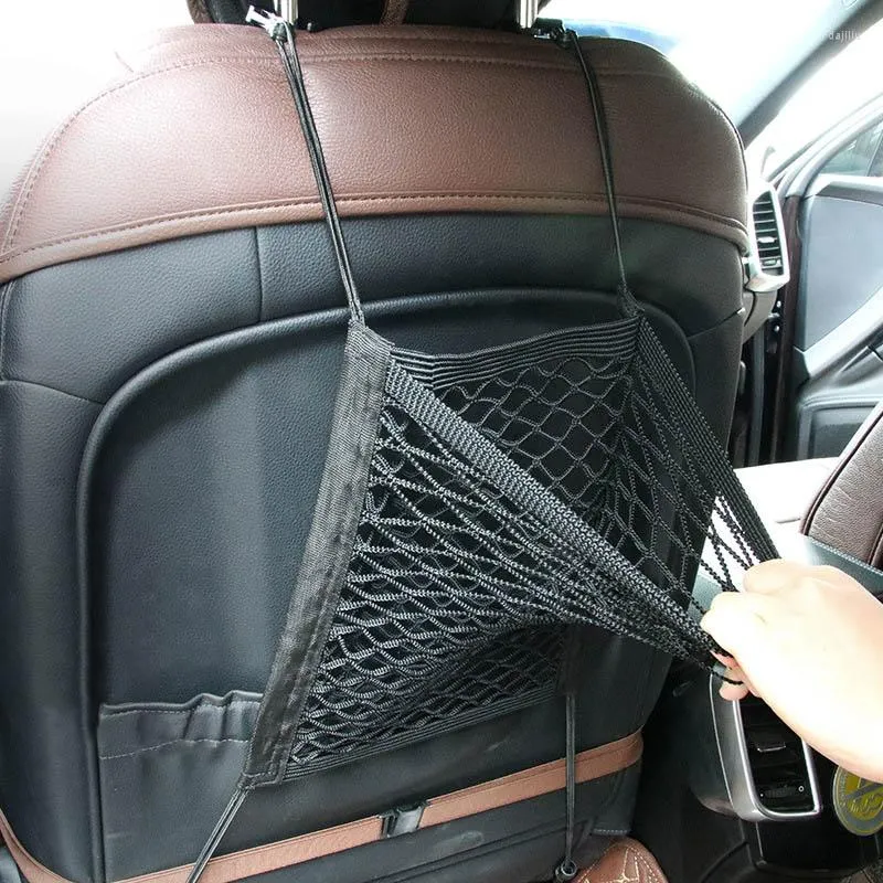 Bilarrangör Seat Mesh förvaringslast Net Fickor Bagage Hook Pouch Holder Screen Protective Bag
