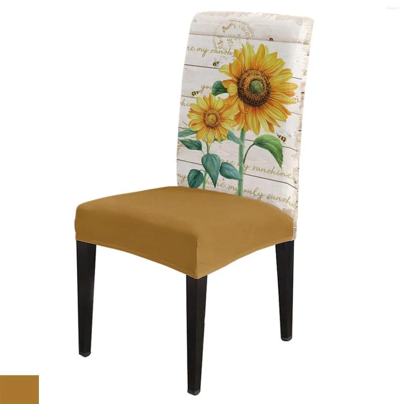 Fodere per sedie Fattoria Fiore Girasole Ape Copertura da pranzo 4/6 / 8 pezzi Fodera elastica in spandex per la sala banchetti di nozze El