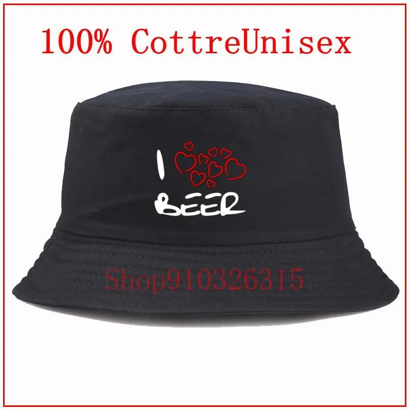 Chapéus largos de borda I Heart Beer White Simple Style Fisherman's Hat Street Side Seaside Beach Tourism Balde Cap Funny Driver