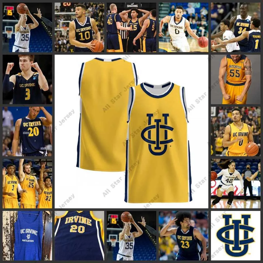 Koszykówka uniwersytecka nosza NCAA Final Four 4 UC Irvine Anteraters Basketball Jersey 22 DJ Davis Jerseys 25 Emmanuel Tshimanga 31 Dean Keeler 40 Collin Welp 43 Akiva