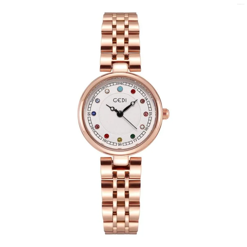 Relógios de pulso luxuoso colorido gem roman roman dial impermeabilizada rmocharel shorel steel band feminina women fashion party watches watches