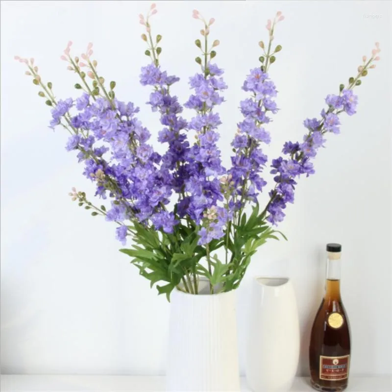 Dekorativa blommor konstgjorda blommor hyacint delphinium lång gren Fake bröllop vardagsrum dekoration singel violet