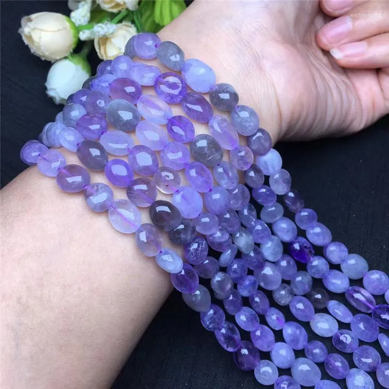 Strand 8.5mm Natural Stone Beaded Lavender Purple Jade oregelbundna formade pärlor för DIY -armband halsband Romantiska smycken