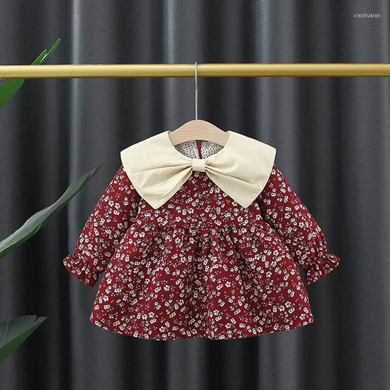 Robes de fille né printemps bébé robe fille à manches longues floral en vedette col rond premier anniversaire de bébé Outwear SetMIMITZ