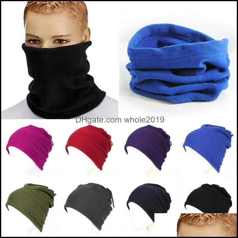 Scarves 3 In 1 Winter Unisexsports Thermal Fleece Scarf Snood Neck Warmer Face Mask Women Men Beanie Hats 2021 Autumn Drop Delivery Otlj3