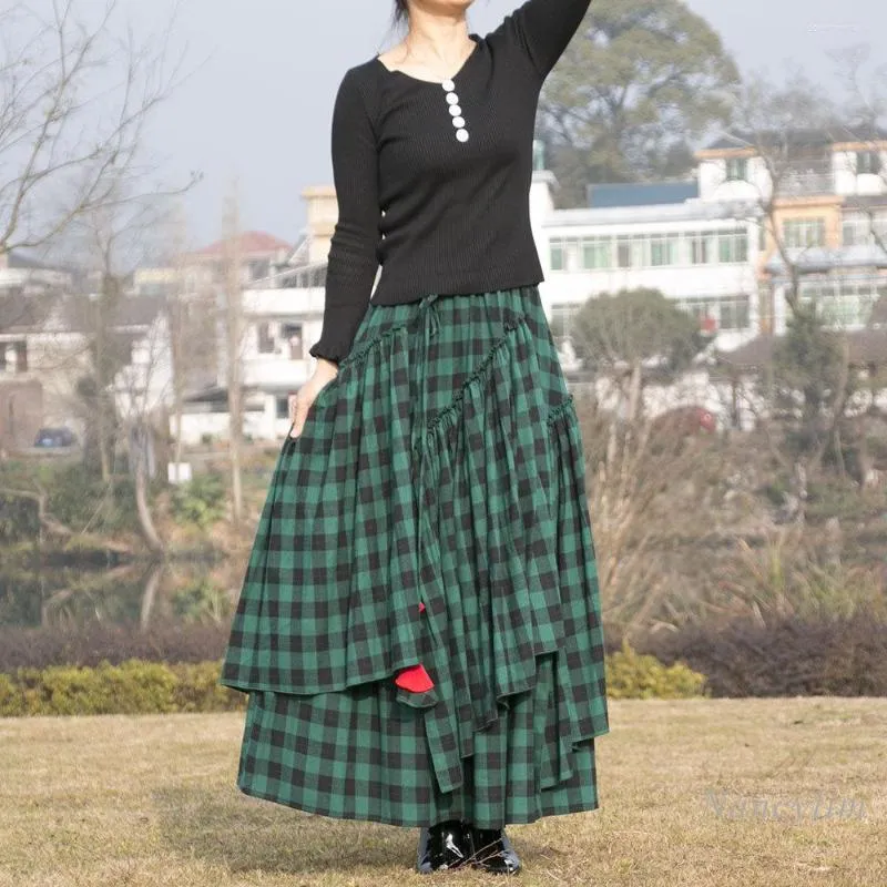 Dark green plaid skirt cheap