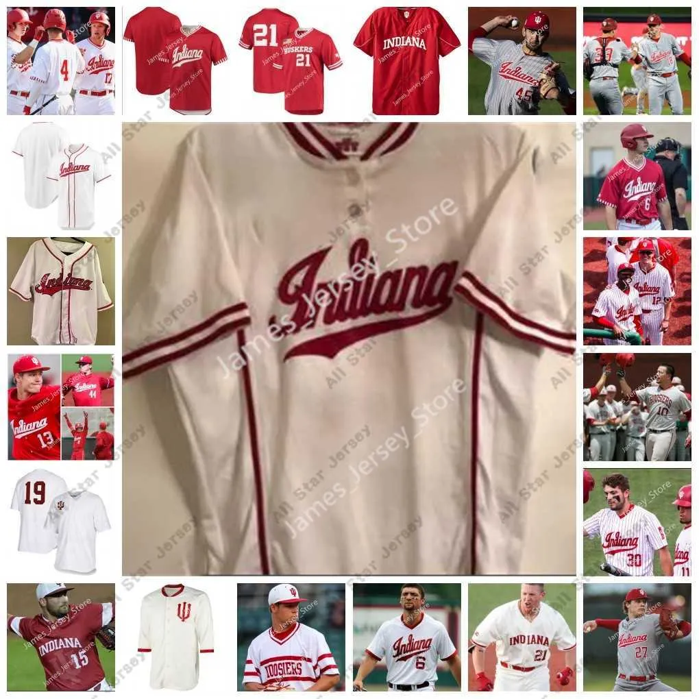 College Baseball nosi 2022 NCAA Custom Indiana Hoosiers College Baseball Jersey 18 Grant Holderfield 19 Evan Goforth 21 Scott Pitts 23 Jack Perkins 26 Tucker