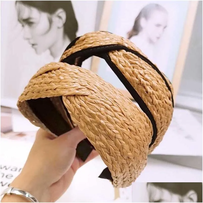 Accesorios para el cabello M Mism estilo coreano anudado cruzado hecho a mano bohemio St diadema turbante para mujeres niñas aro bisel diademas Dhdut