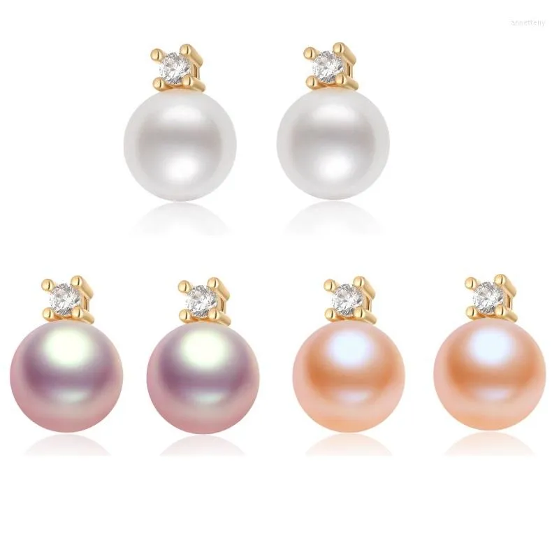 Pendientes de botón Lnngy Pearl para mujer 14K Gold Filled 8.5-9mm Freshwater Christmas Year Birthday Jewelry Gifts