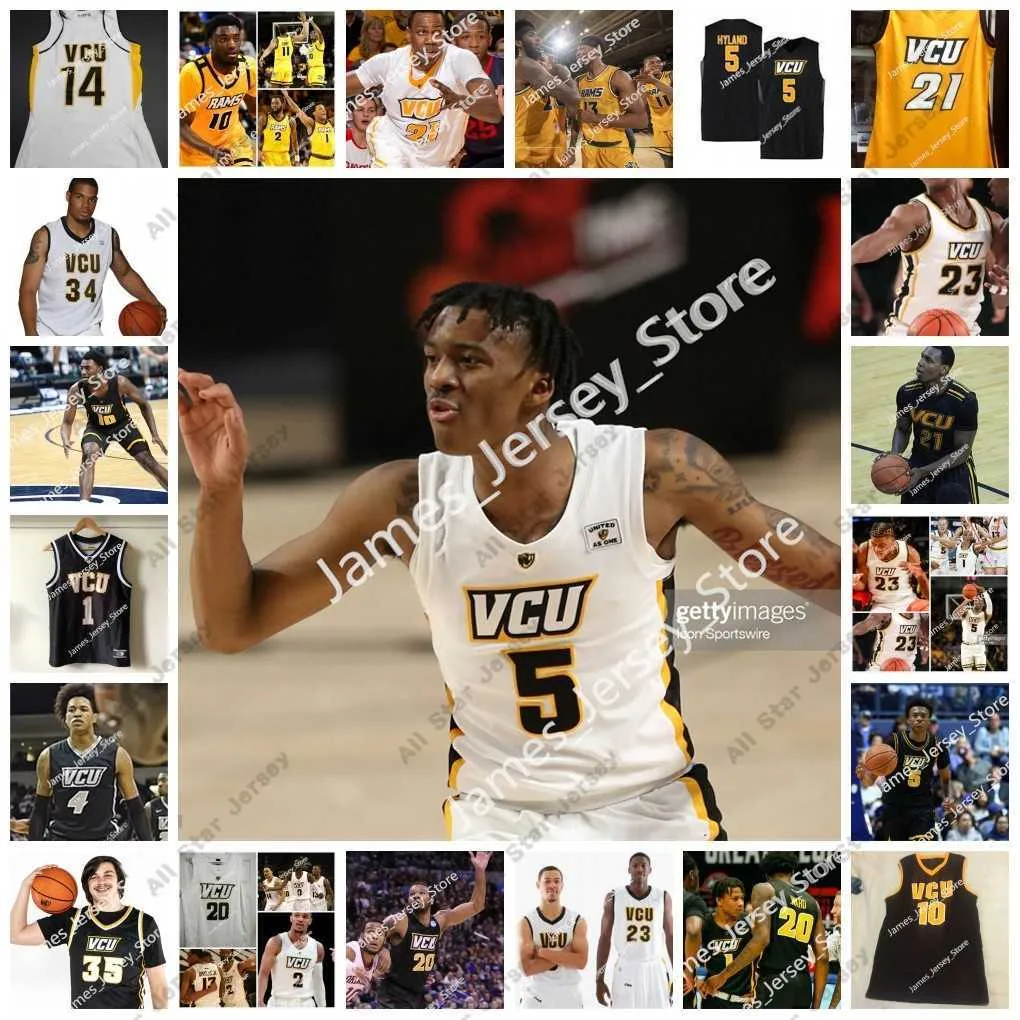 대학 농구 착용 NCAA VCU 스티치 대학 농구 저지 4 Jalen DeLoach 5 Marcus Tsohonis 11 Keshawn Curry 10 Vince Williams Jr. Arnold Henderson VI