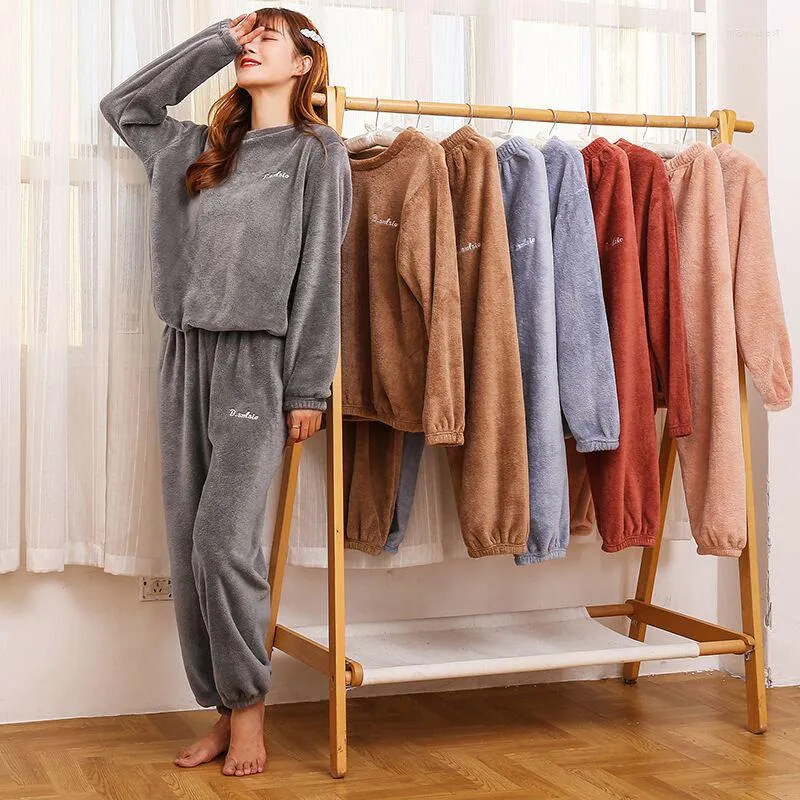 Pijama de lã de lã de lã de lã de lã de lã para mulheres do sono feminino