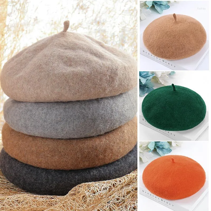 Boinas estilo francés invierno lana boina sombrero para mujeres damas moda color sólido gorras boinas al aire libre para mujer 2023