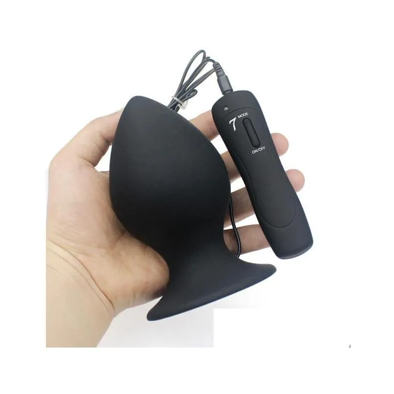 Butt Plugs Anal Sex Super Big Size 7 Mode Vibrating Silicone Vibrator Huge Anal Plug Unisex Erotic Toys