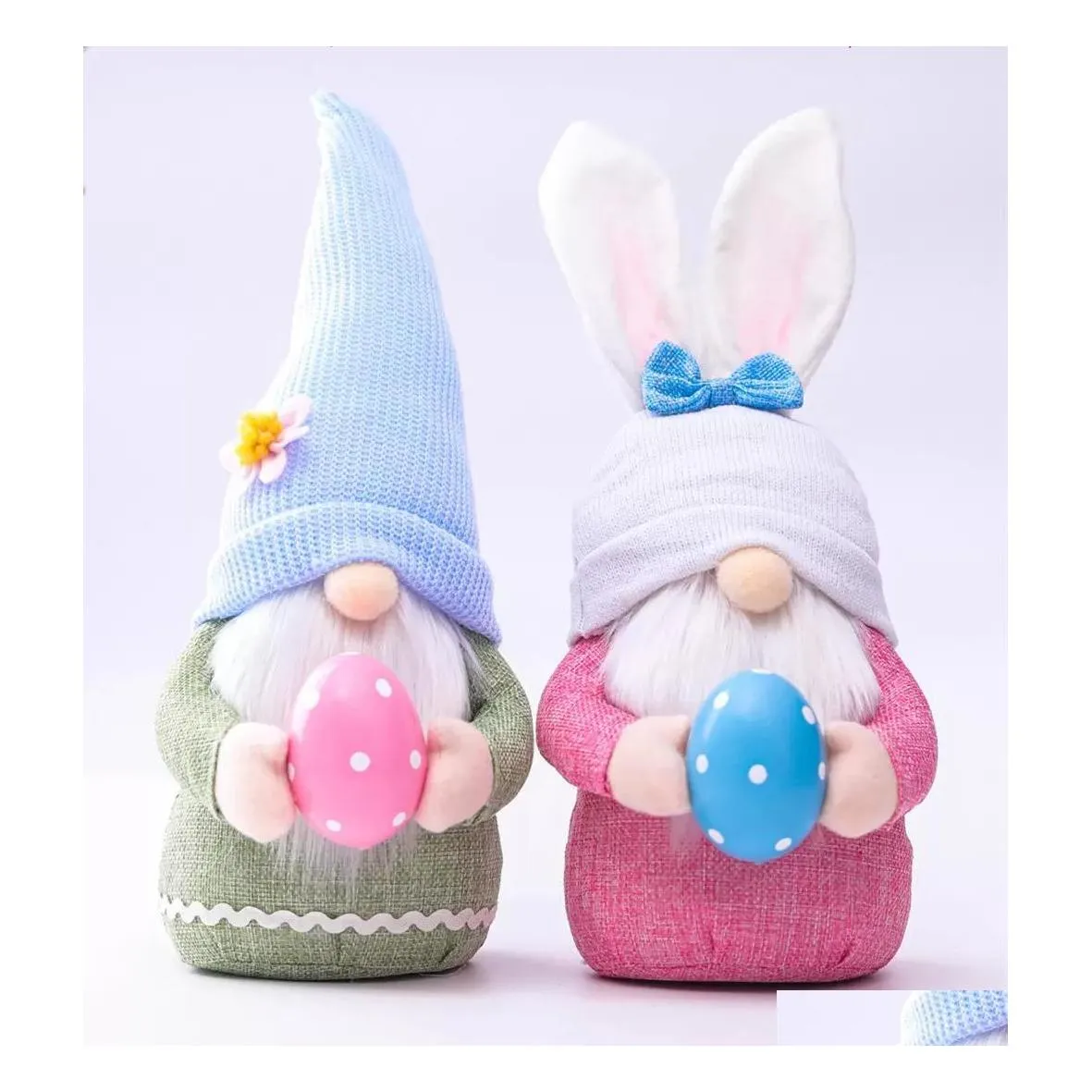 Party Favor Easter Bunny Gnome med äggdekoration handgjorda plyscher ansiktslösa ornament kanin leksaker semester hem barn släpp leverans gar dhfdx