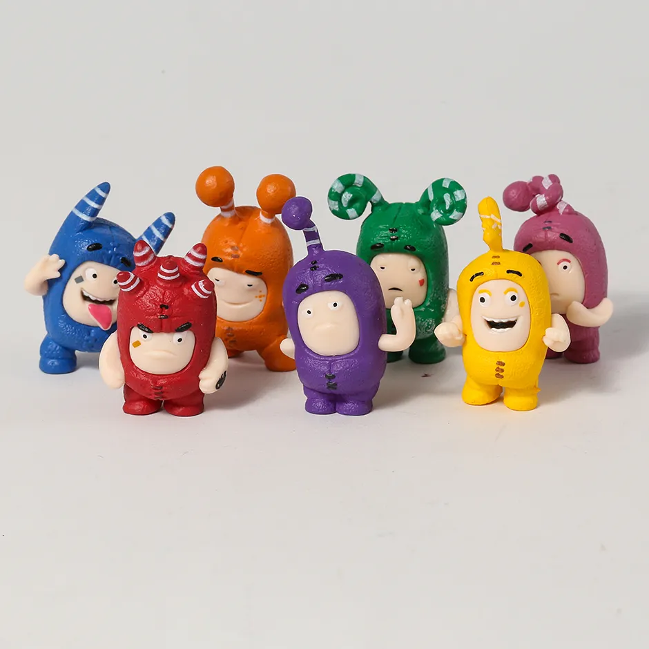 Action Toy Figures 7pcs/set Anime Cartoon Oddbods Cute Toys Dolls PVC Figures Collectible Model Gift 230113