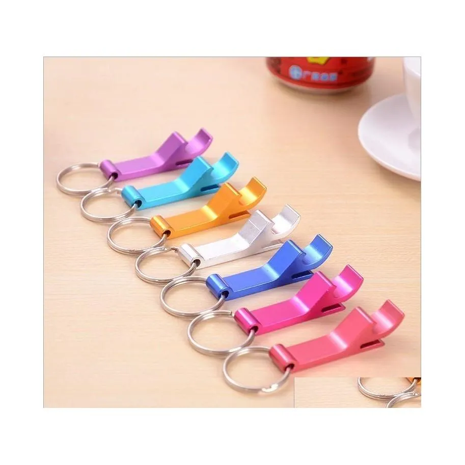 Openers Proable Key Chain Opener Metal Aluminum Alloy Keychain Ring Beer Bottle Can Tool Gear Beverage Drop Delivery Home Garden Kit Dhivi