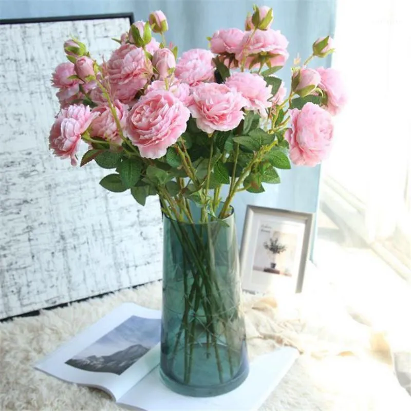 Dekoracyjne kwiaty wieńce sztuczne różowe jedwabna symulacja kwiatowa bukiet na festiwal ślubny