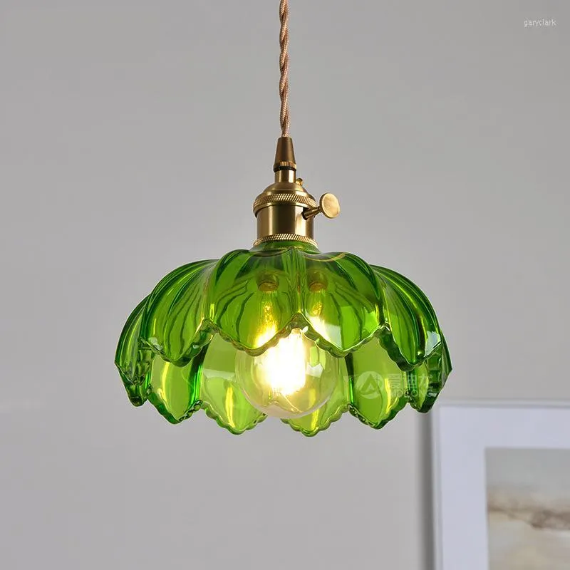 Pendelleuchten Garten Glas Lichter Restaurant Reines Kupfer Grün Retro Stil Lampe Loft Hängende Dekorationen Für Zuhause