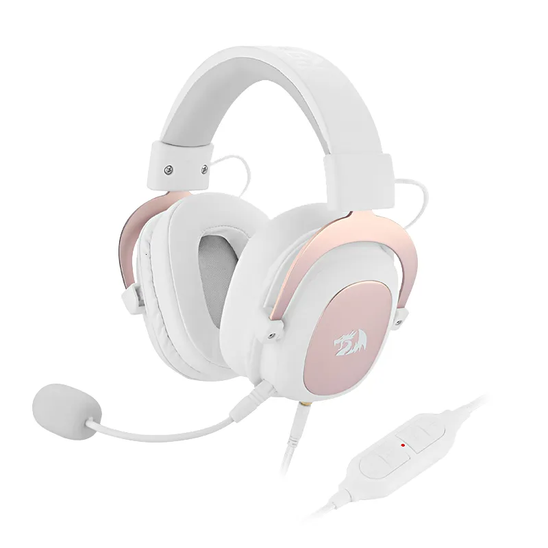 Mobiltelefonörlurar 7 1 Surround Sound Headset Redragon H510 Zeus 2 Wired Gaming Headphone Gamer Löstagbar mikrofon för PC PS5 4 Switch 230114