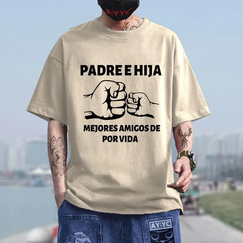 Erkekler tişörtleri İspanyol Baba ve Kızı Babalar Günü Baba Hediye Komik Gömlek Unisex Grafik Moda Pamuk Kısa Kol Harajuku T-Shirt