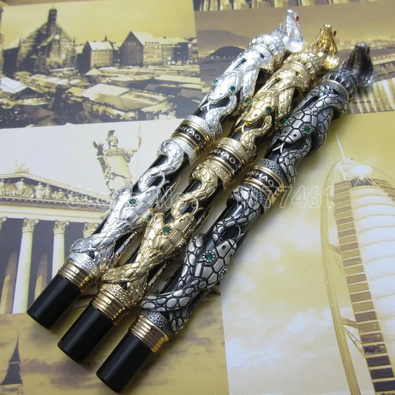 Jinhao White Black Gold Snake Type Roller Ball Pen met geschenkdoos 3D-Model Cobra J3T55R Ballpoint Pens