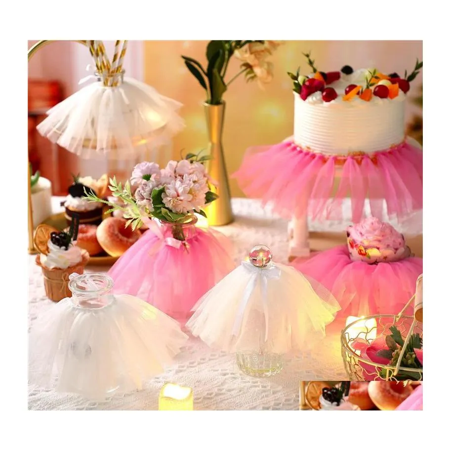 Feestdecoratie wijn vase tutu rok bruiloft doop doop doop bruids baby shower bachelorette verjaardag tafel middelpunt drop de dhvfg