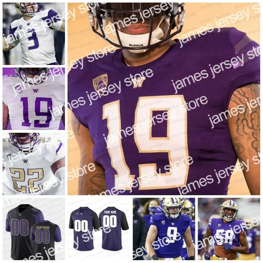 Fußballtrikots Benutzerdefiniertes Fußballtrikot der Washington Huskies Michael Penix Jr. Wayne Taulapapa Cameron Davis McMillan Polk Tuputala Trice Odunze Nixon Cook