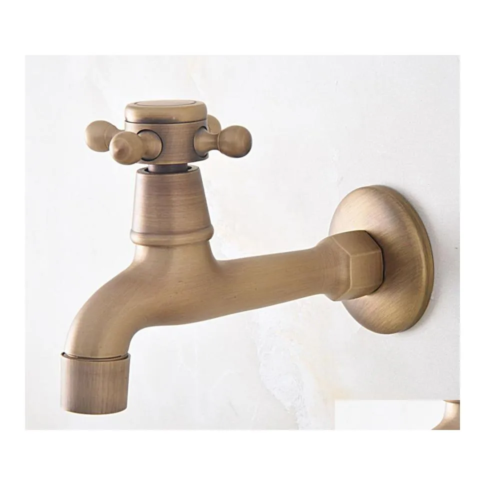 Bathroom Sink Faucets Antique Brass Single Cross Handle Wall Mount Mop Pool Faucet /Garden Water Tap / Laundry Taps Mav315 Drop Deli Dhrvo