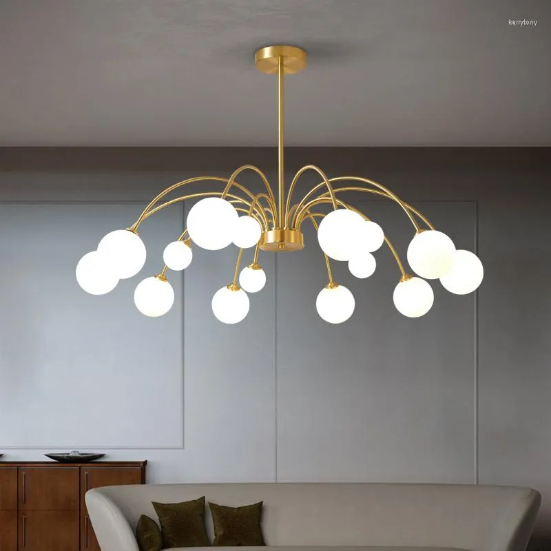 Ljuskronor Nordic LED Pendant Lamp Gold Luster Glass Boll Tak Hängande ljuskronorbelysningsdekor för levande matsal Kök Island