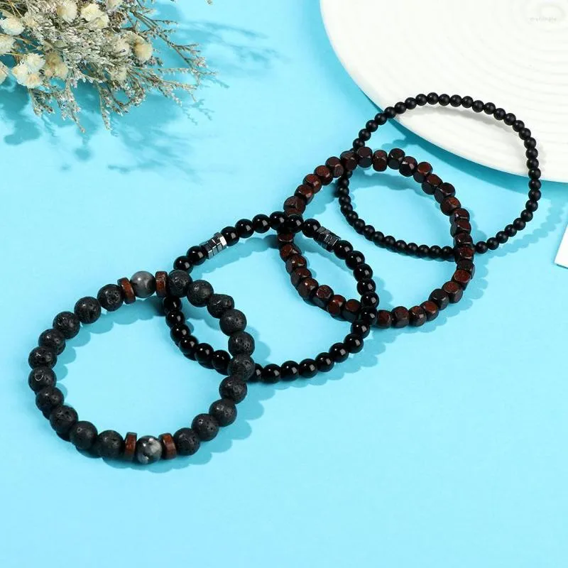 Bileklik 4pcs Kadın Moda Takı Kabile Etnik Bangles Ayarlanabilir Boncuklu Bilezik Boncuk