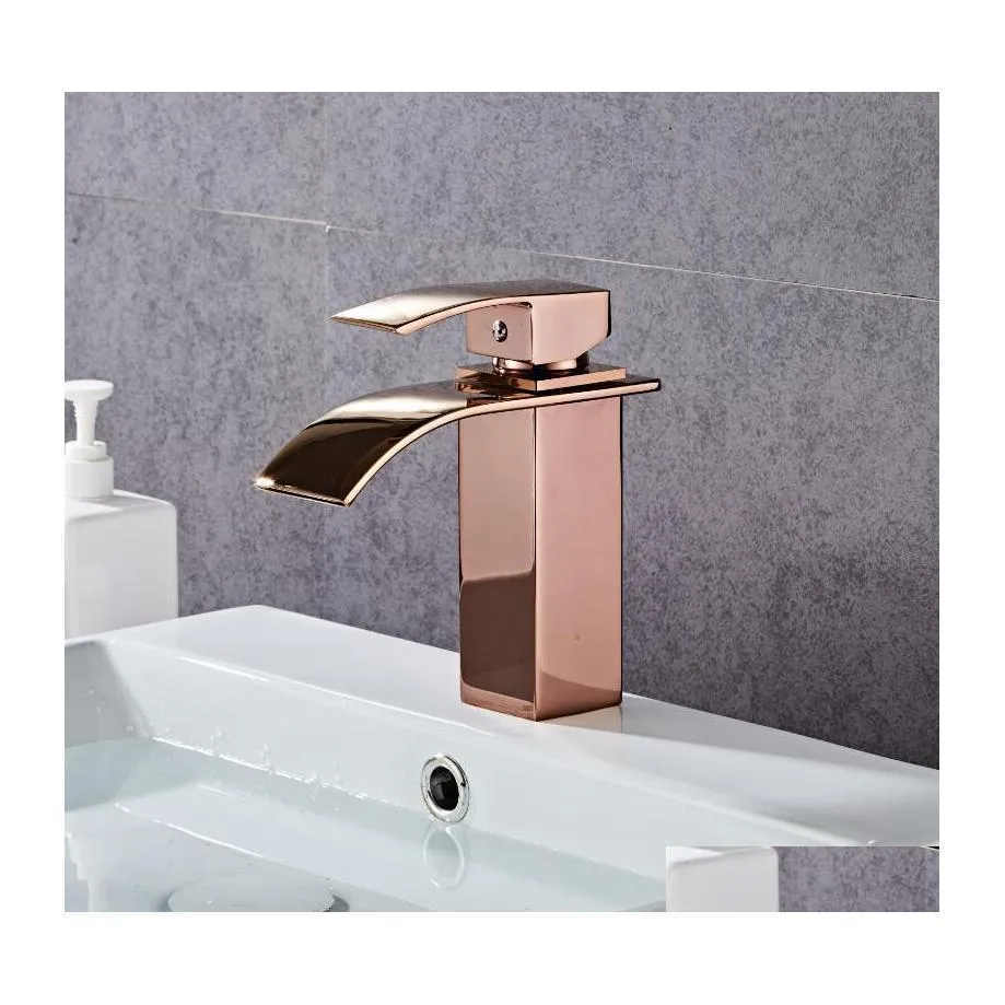 Смесители раковины для ванной комнаты смеситель розовый золото латунный бассейн холодный и водопад смеситель дляквало