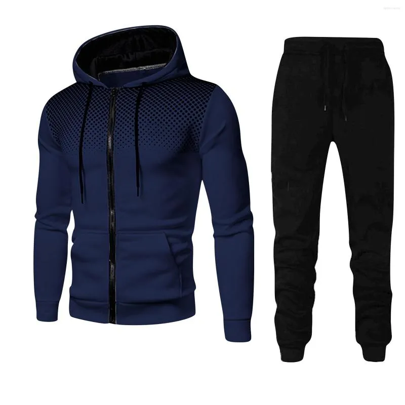 Heren tracksuits winter heren hapjes met capuches stip hoodie en sportkleding fitness pak