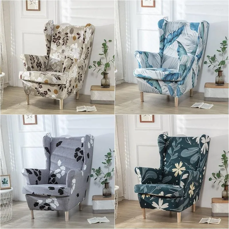 Chaise couvre les fleurs couvre-ailes imprimées extension du fauteuil en spandex nordique canapé de détente sans glissement avec coussin de siège