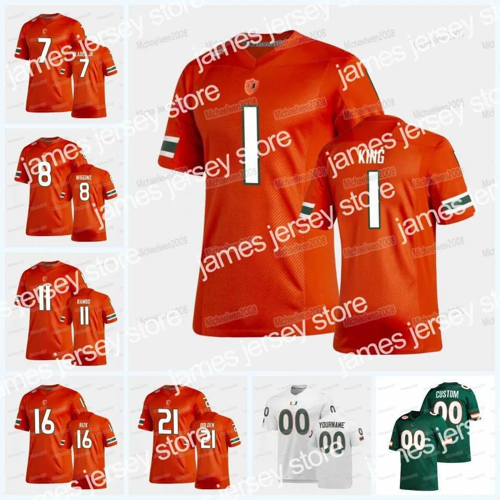 American College Football Wear Custom Miami Hurricanes College Football Jerseys NCAA College D'eriq King Mike Harley Mark Pope Blades Jr. Charleston Rambo Jahfa