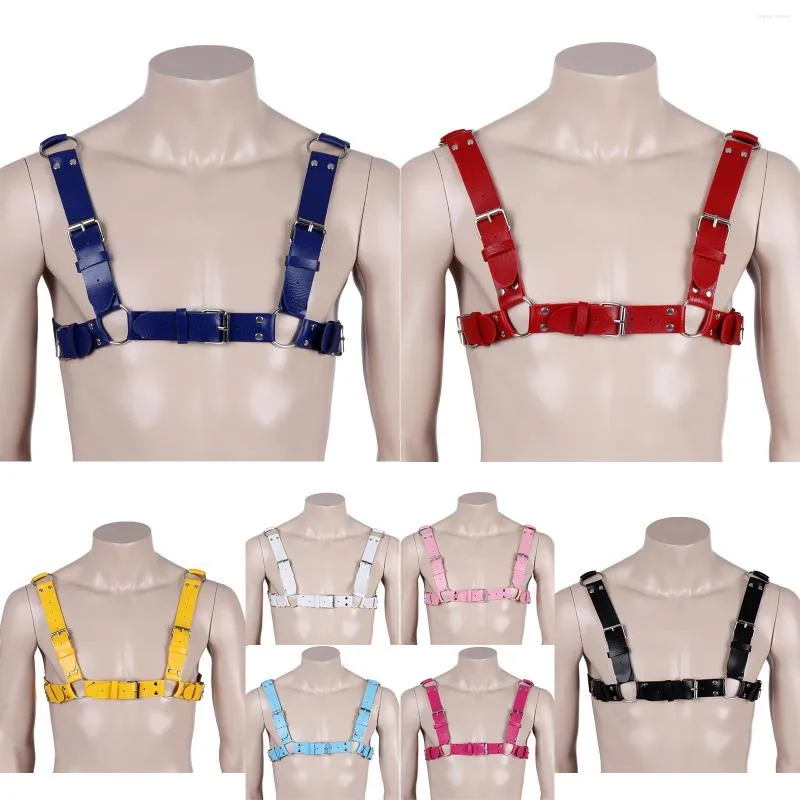 Bälten Strappy Men's Belt Leather Luxury Harness Top Crop Corset Sword Goth Punk Sexig underkläder Stocking strumpeband kostym