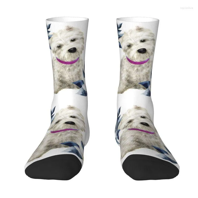 Men's Socks Westie And Flowers Dress Mens Womens Warm Fashion West Highland White Terrier Dog Crew