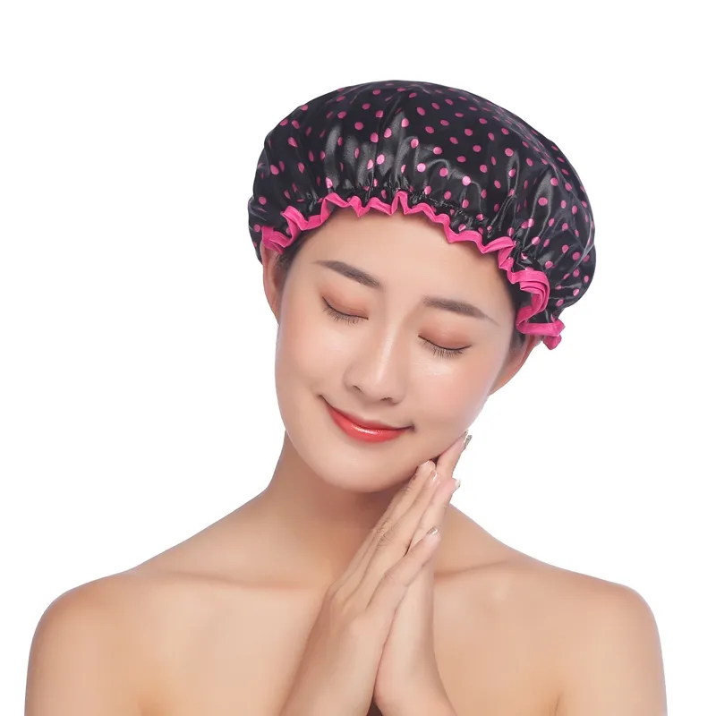 Shower Cap Double Waterproof Makeup Hood Shampoo Bath Thickening Fine Workmanship Solid Color Stylish Beautiful Colorful zxf122