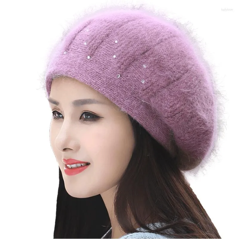 Berets Winter Hat 2023 Ladies Wool Cashmere Beanie Women Brand Bonnet عالي الجودة من الإناث خمر قبعة محبوكة