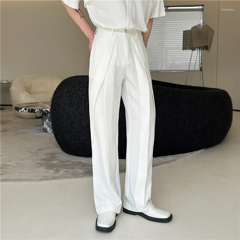 Men's Suits 2023 Men's Spring Summer Fashion Long Wide Leg Suit Pants Male Solid Color Casual Trousers Men Korean Loose Thin U181