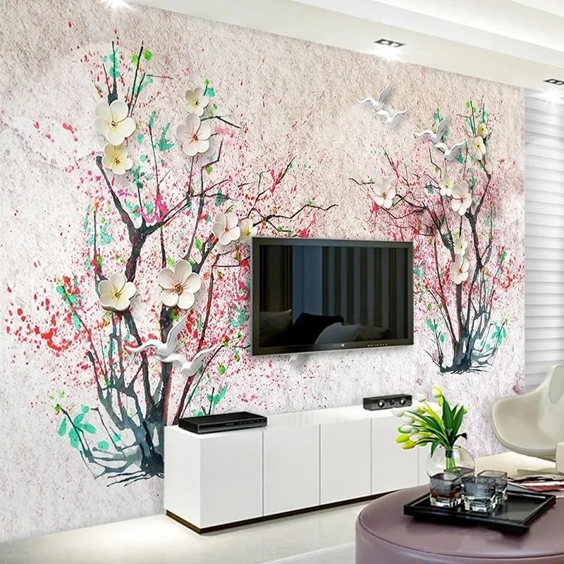 Wallpapers Custom Po Wallpaper Modern Oil Painting Flower Wall Cloth Mural Living Room Bedroom Background Home Decor Covering