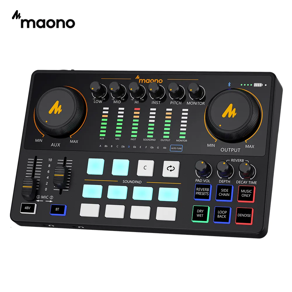 Microphones Maonocaster Audio Interface DJ Mixer All in One Portable Podcast Studio for Recording Live Streaming Guitar PC 230114