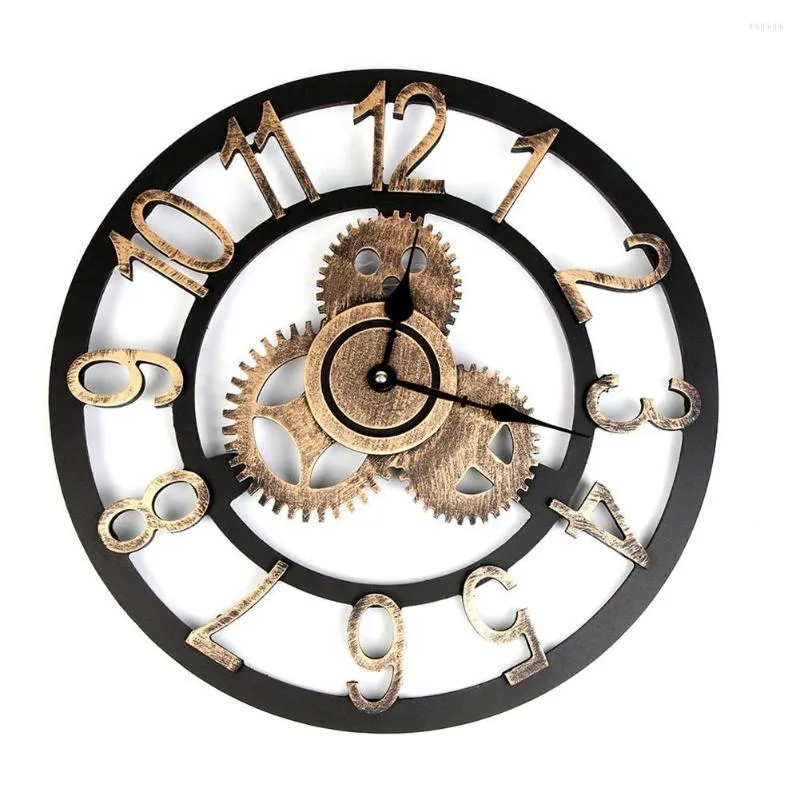 Relojes de pared Retro 3D reloj estilo Industrial Vintage Steampunk Gear Número Romano Horologe decoración del hogar europeo