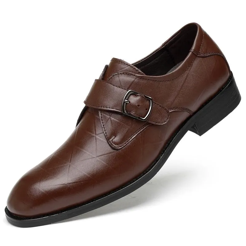 Kleidschuhe, hochwertiges Herren-Echtleder, italienischer Gentleman, Mönch, formeller Anzug, Business, Hochzeit, Bräutigam, Braun