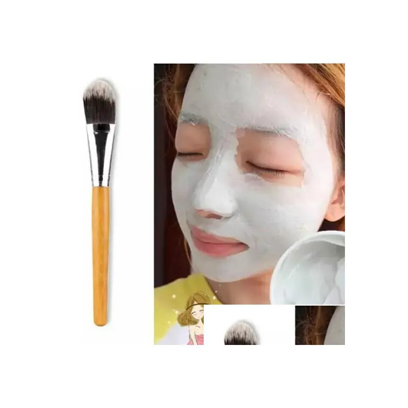 Makeup Brushes Wholesale New Woman Bamboo Handle Facial Mask Brush Make Up Face Drop Delivery 202 Dhw3U