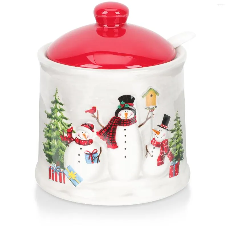 Opslagflessen kerstpot Kerst Suiker Zout Comple Container Kelder Kruiden Candy Bowl Peper Shaker Dispenser CeramicStorage Box