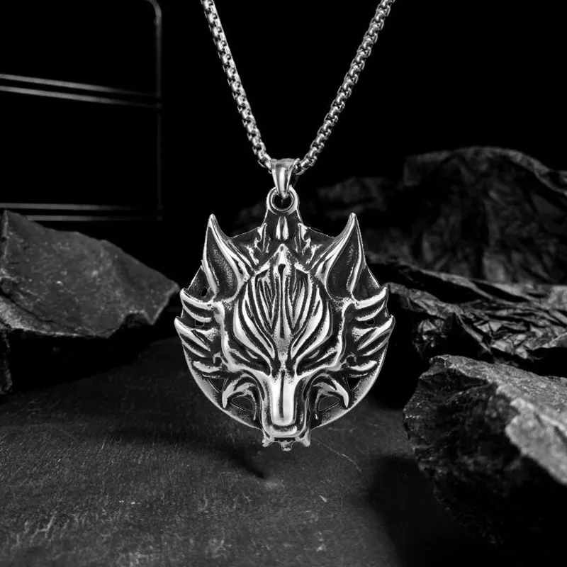 name pendant Tassel Fashion Wolf head personality domineering necklace punk male tide Wolf Totem pendants hiphop street trend necklaces men wholesale jade jewelry