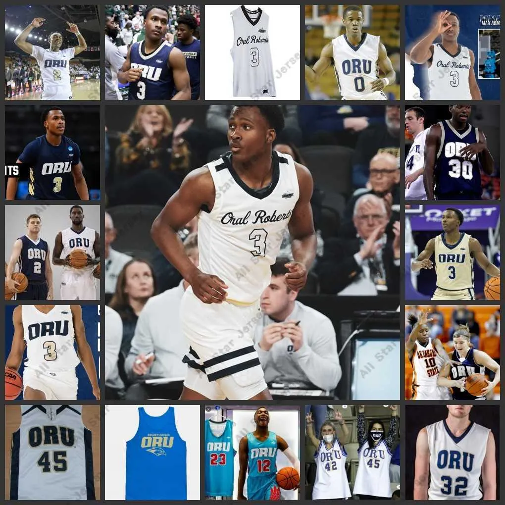 College Basketball porte 3 Max Abmas Oral Roberts University Basketball Jersey 2022 NCAA Final Four ORU Jerseys 15 Anthony Roberts 24 Rich Fuqua 42 Mark Acres 1