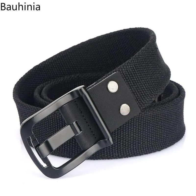 Belts 2023 Fashion High Quality Canvas Belt Men's 120x3.8cm Casual Lightweight Durable Alloy Button Pin Buckle